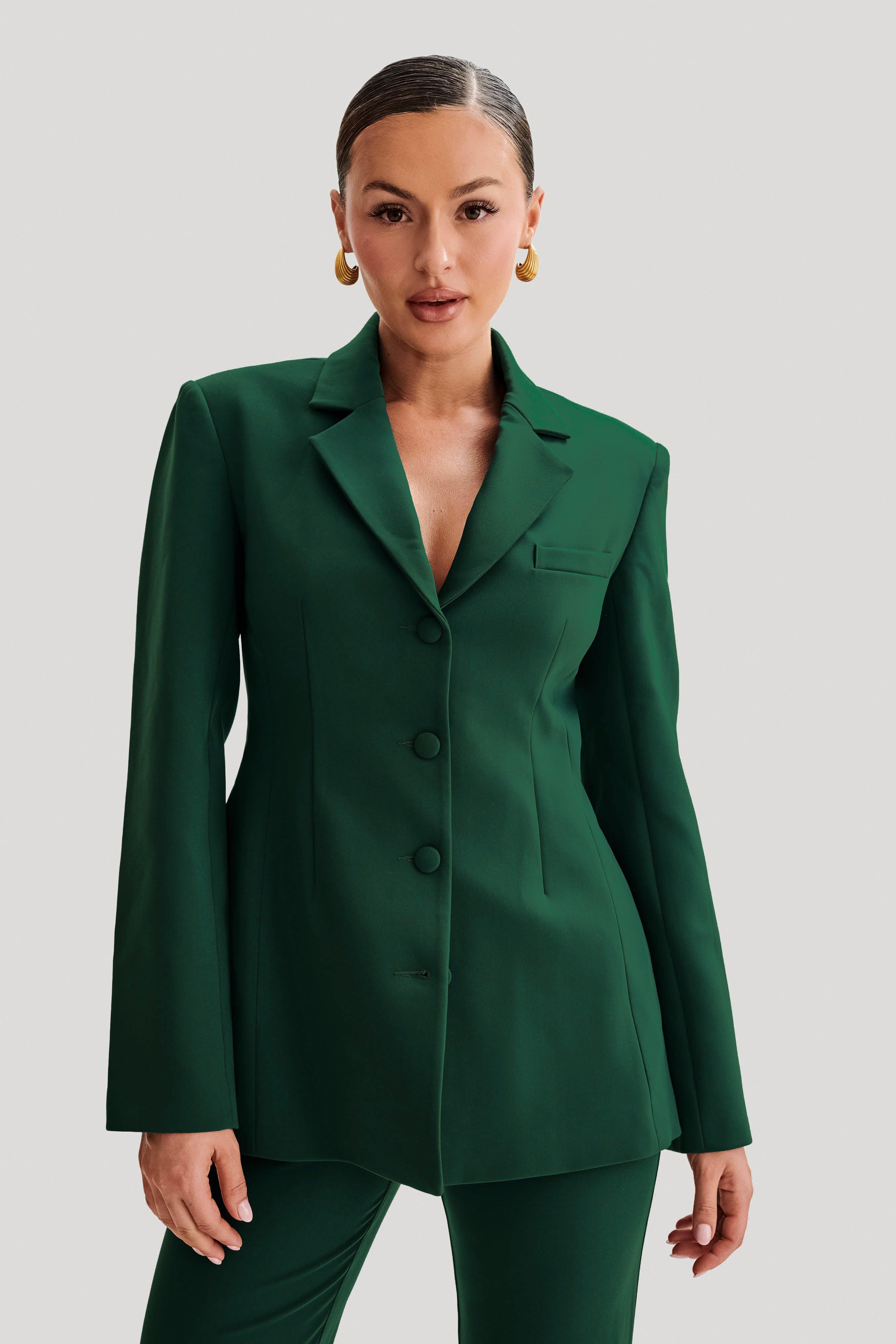 Greer Hourglass Suiting Blazer - Forest Green Product Image