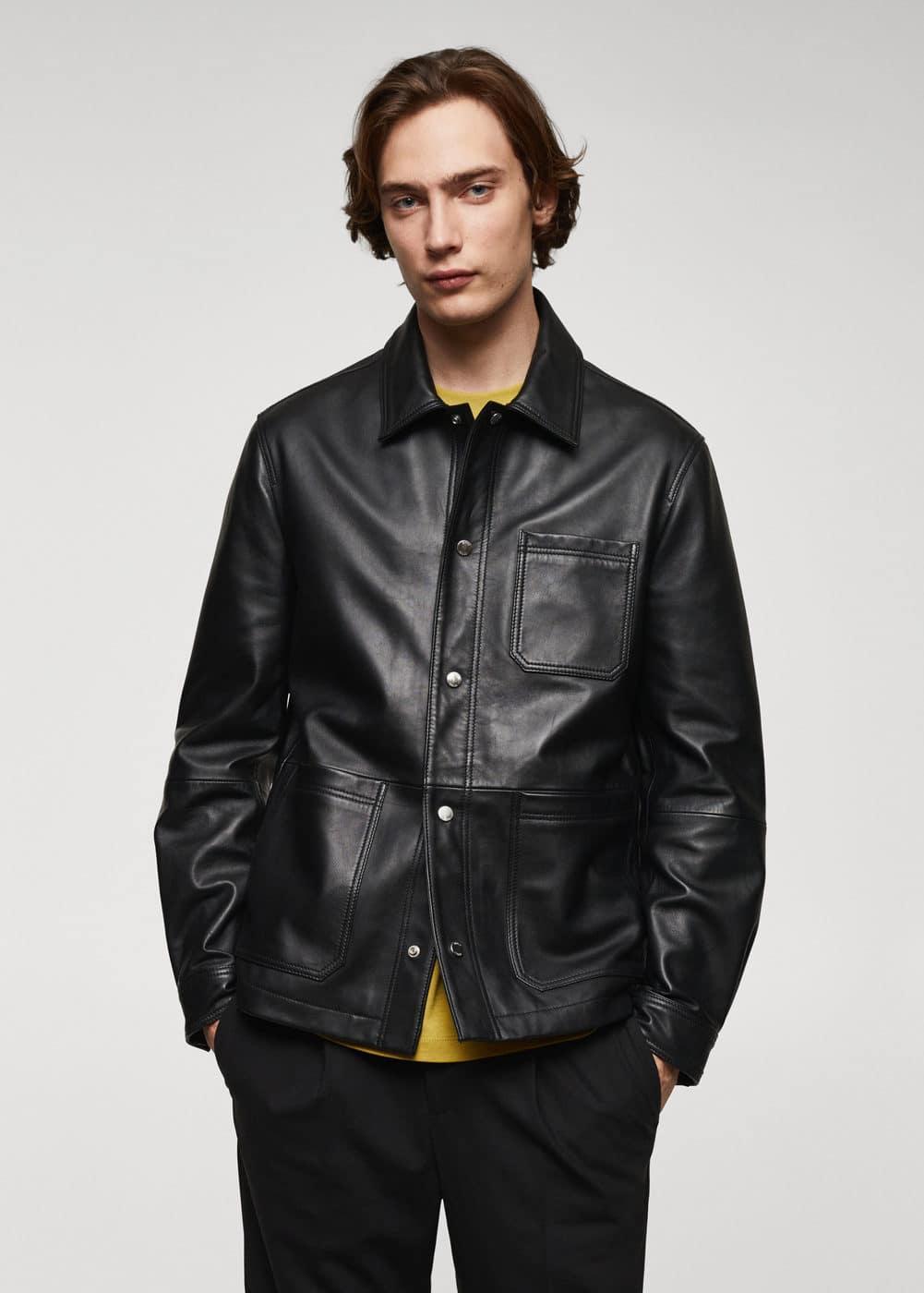 MANGO MAN - 100% nappa leather jacket blackMen Product Image