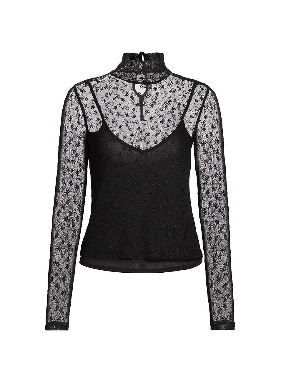 Womens Dahlia Lace Turtleneck Top Product Image