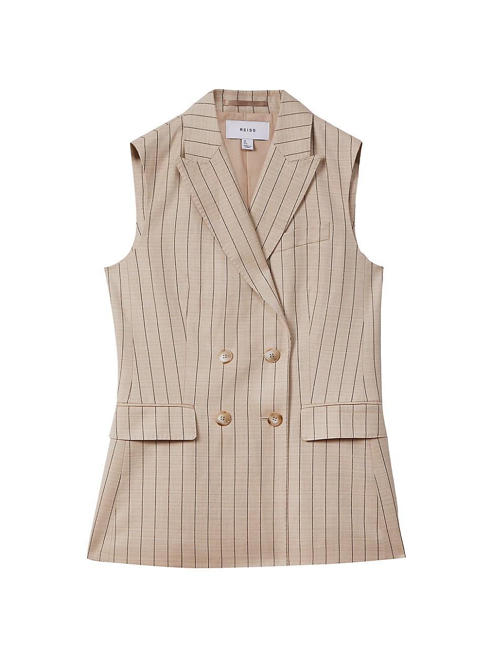 Womens Odette Pinstriped Wool-Blend Vest Product Image