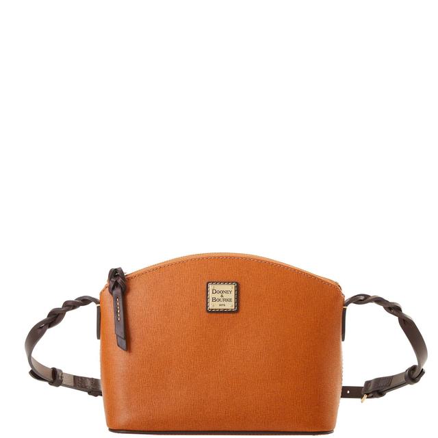 Dooney & Bourke Womens Saffiano Penny Crossbody Leather Shoulder Bag in Natural Product Image