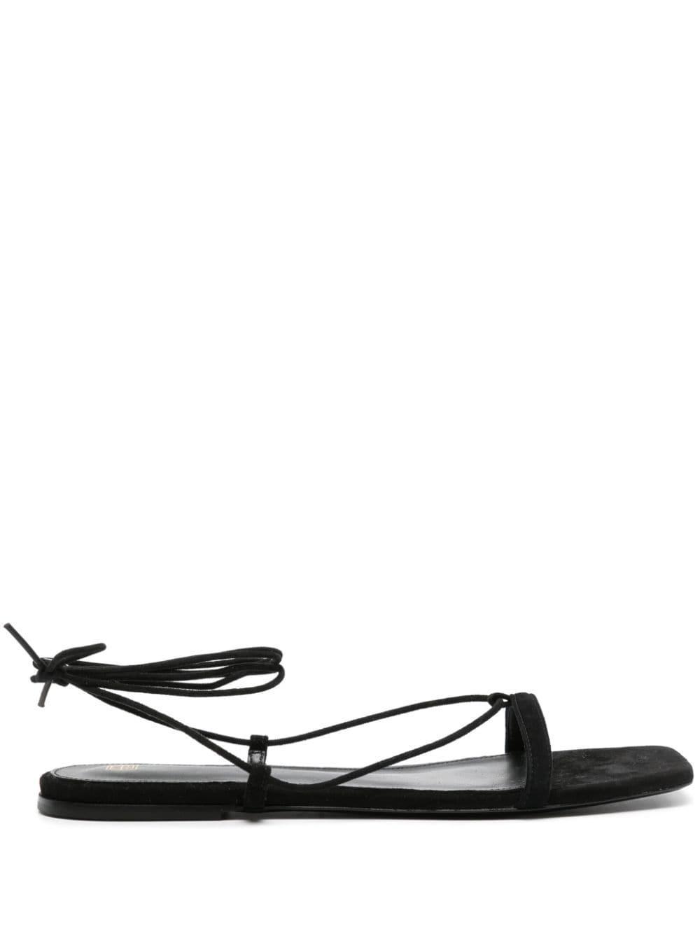 The Suede Tie Sandal Black Product Image