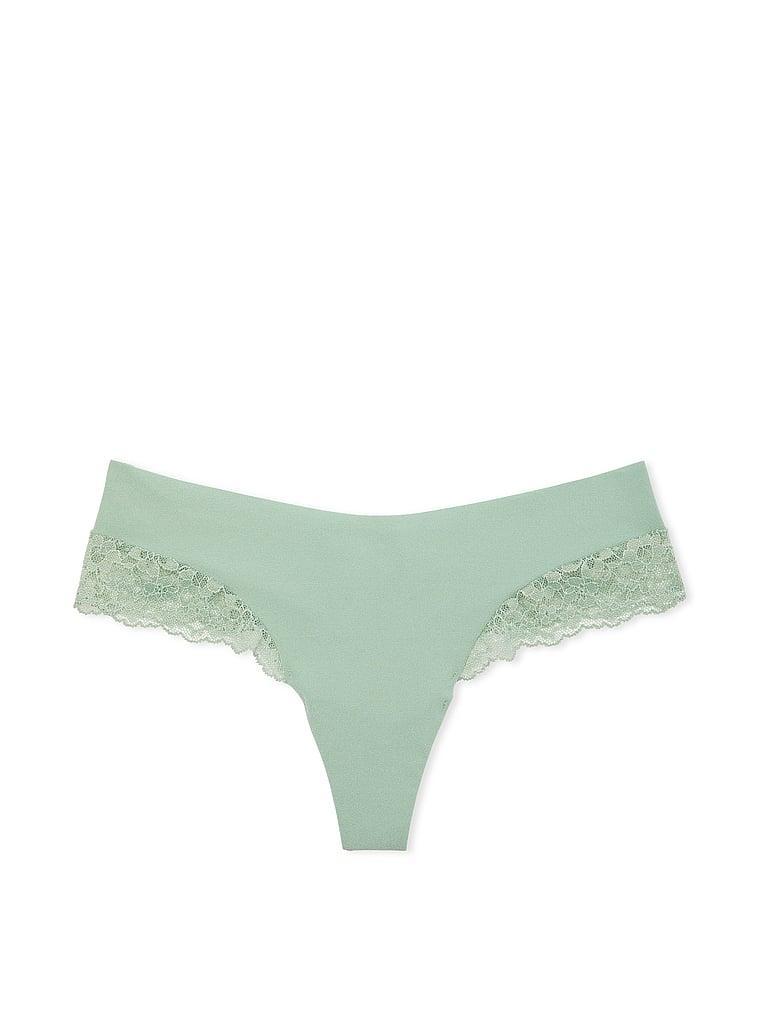 No-Show Lace-Trim Thong Panty Product Image