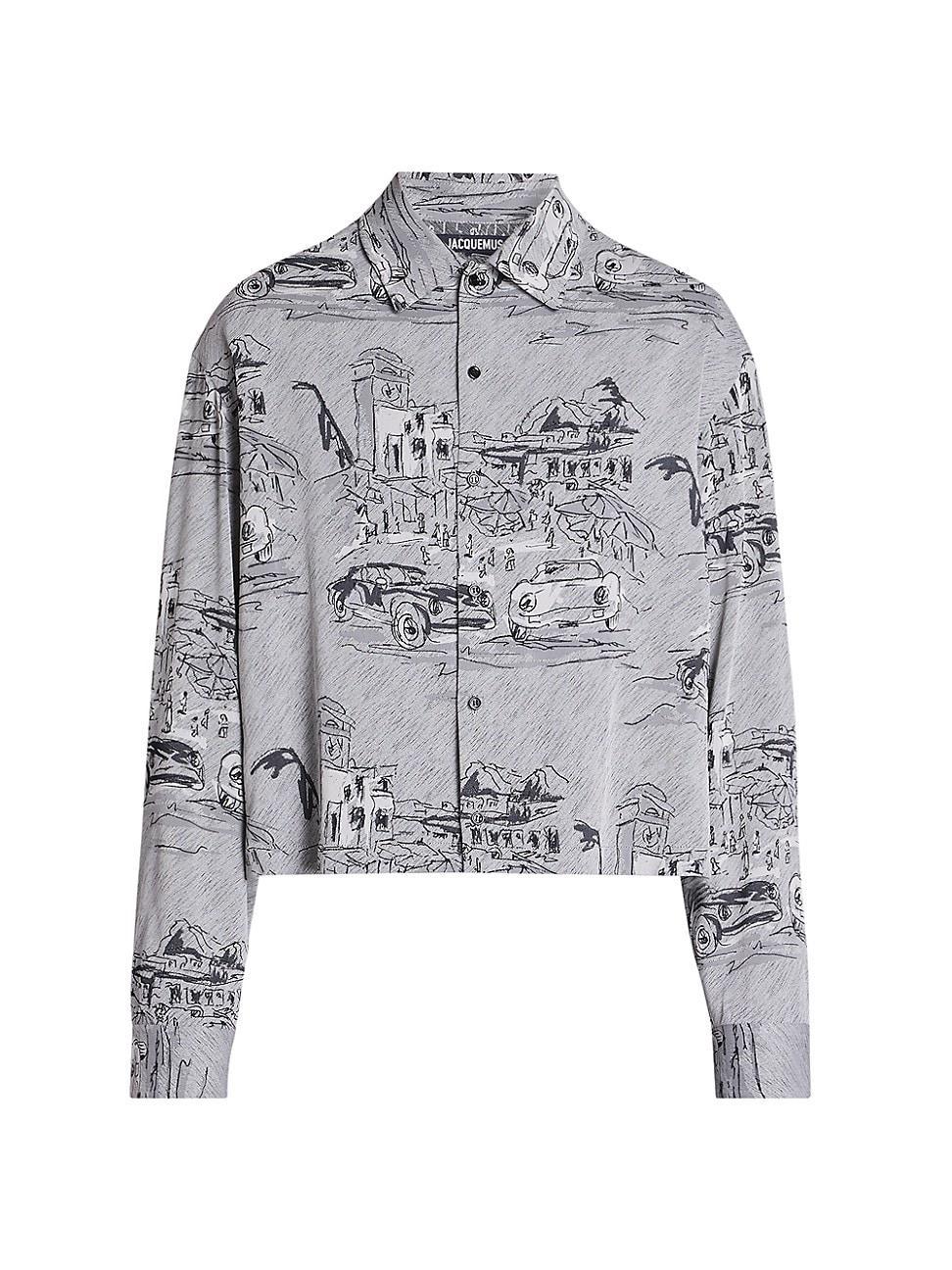 Mens Jacquard Graphic Button-Front Shirt Product Image