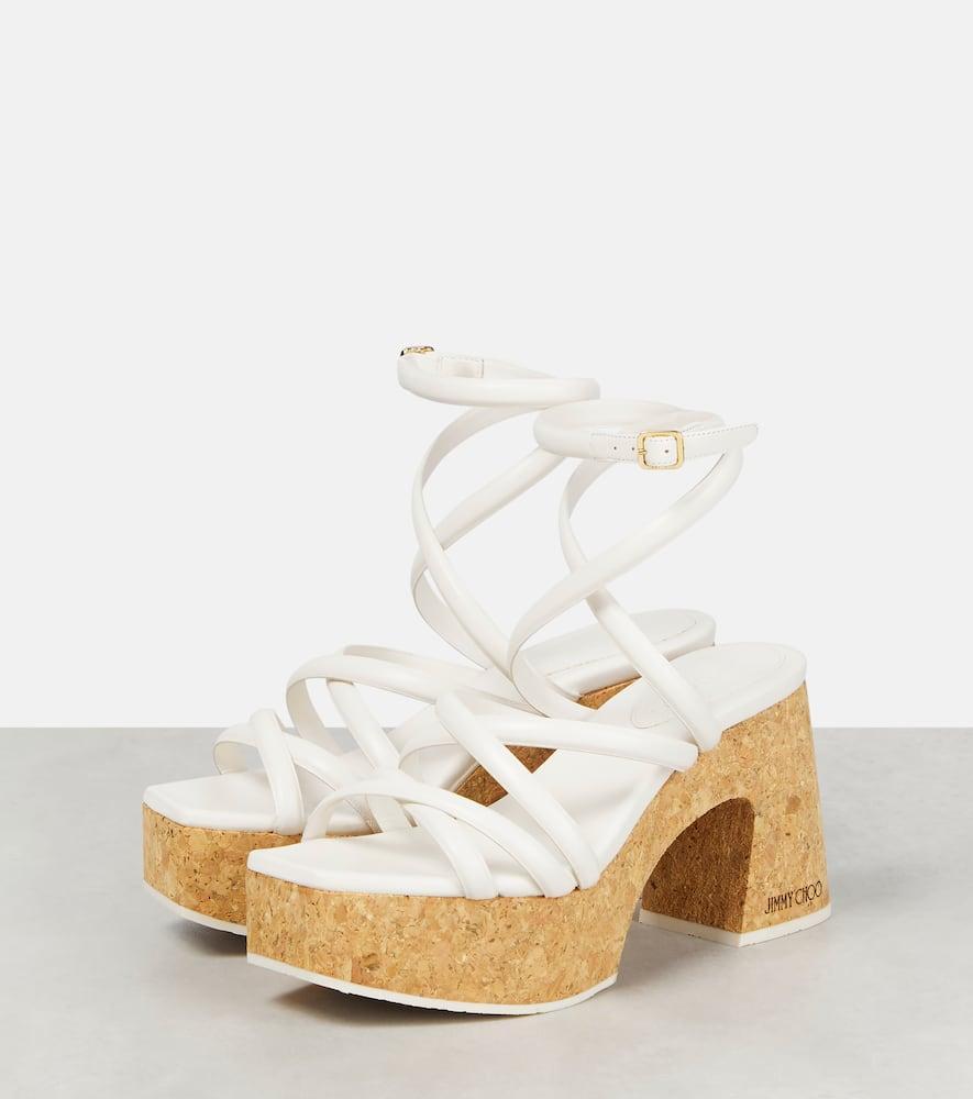 JIMMY CHOO Cecelia Strappy Ankle-strap Platform Sandals In White Natural Product Image