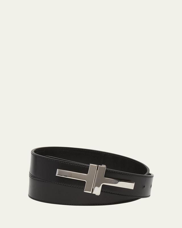 Mens Double T Leather Belt Product Image