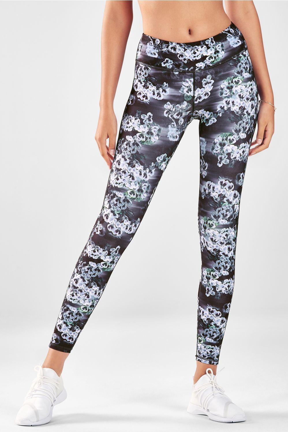 Fabletics Mid-Rise Printed PureLuxe Legging Womens black/purple Size XS Product Image