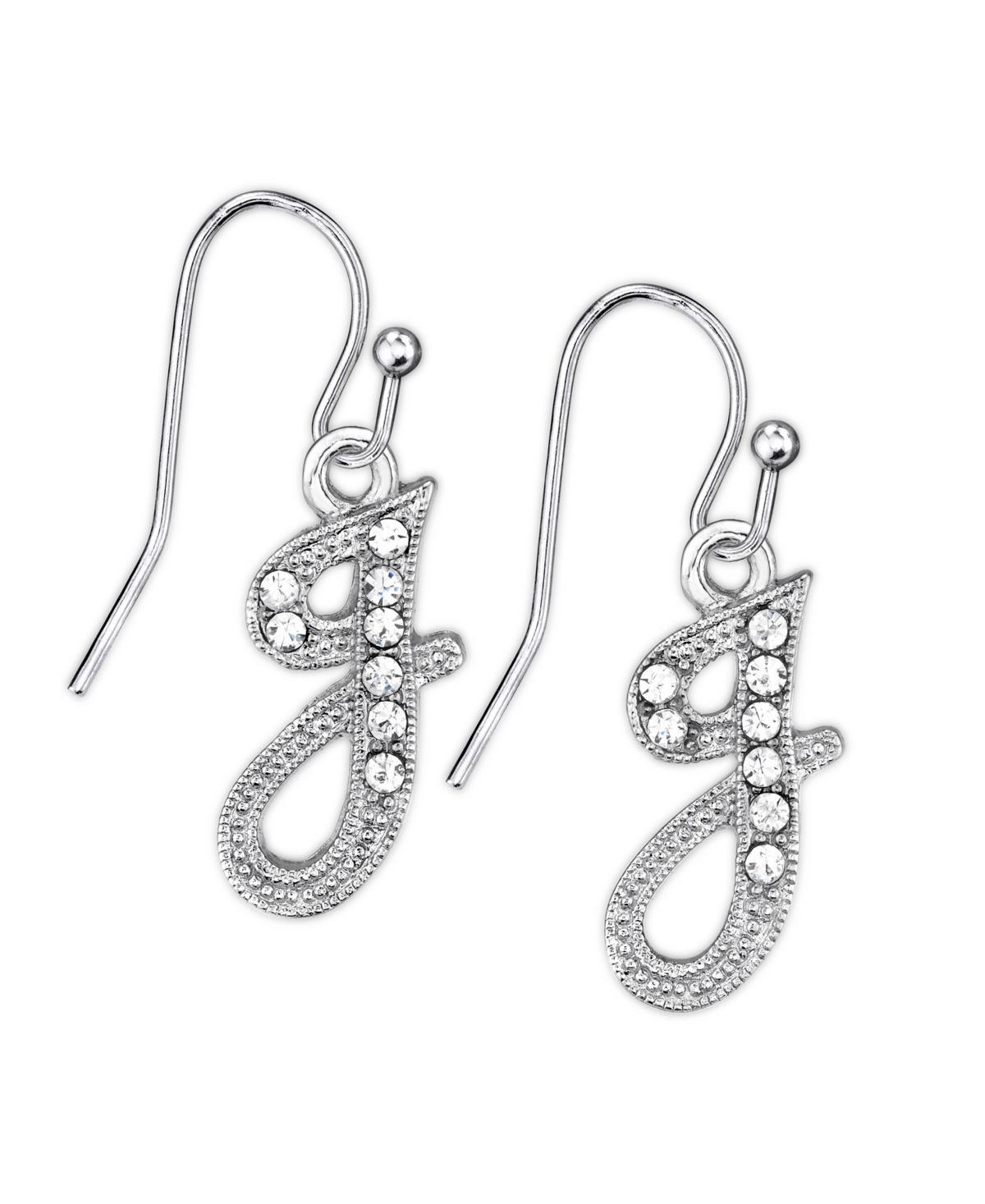 2028 Silver Tone Crystal Initial Wire Earring Product Image