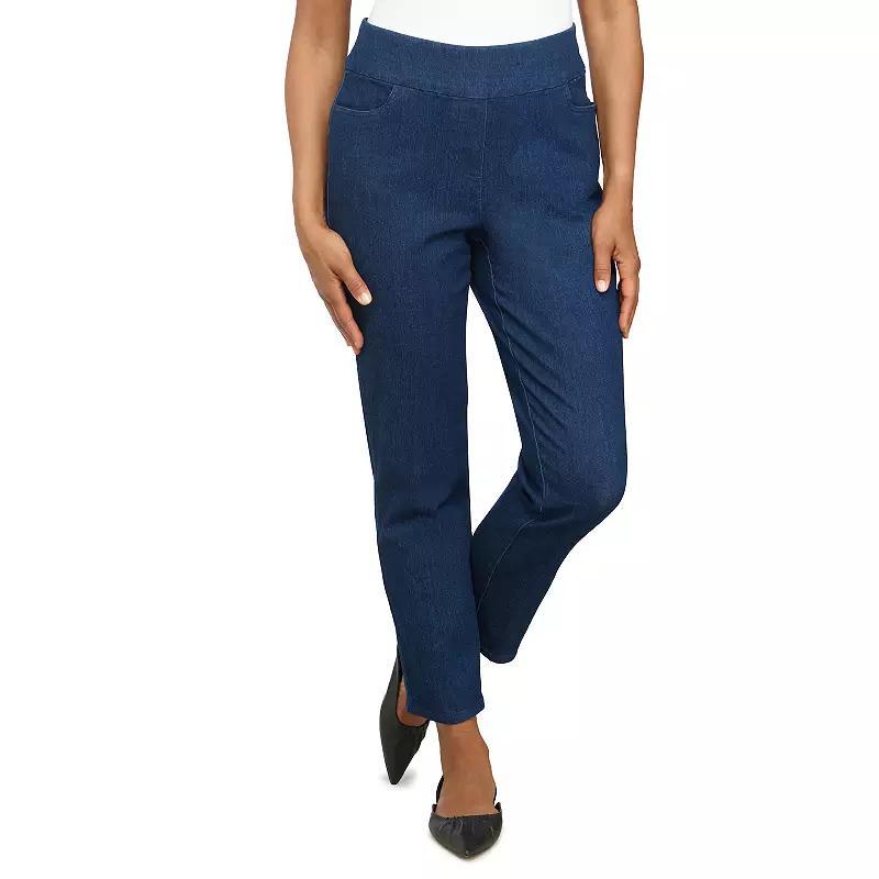 Petite Alfred Dunner Super Stretch Pull-On Straight-Leg Denim Pants, Womens Product Image