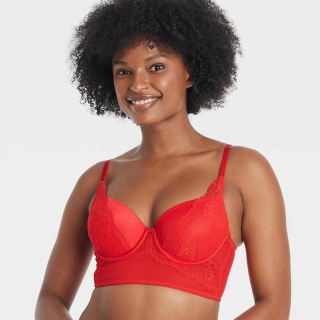 Womens Lace Demi Longline Bra - Auden Red 32DDD Product Image