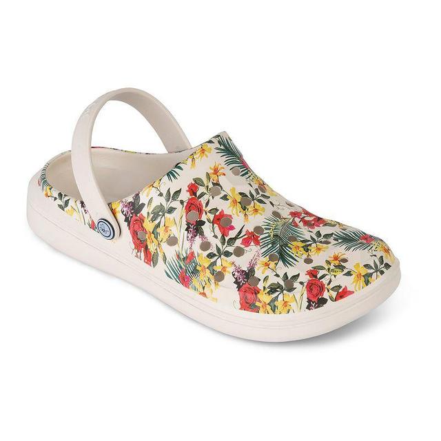 Joybees Varsity Adult Clogs, Womens Ivory Tropical Product Image