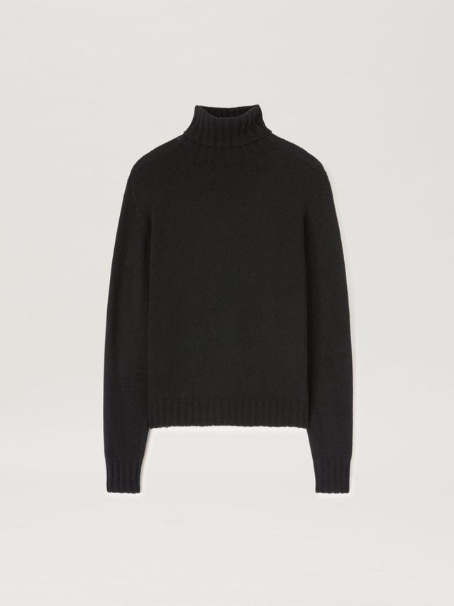 Curved Logo Tneck Sweater in black  - Palm Angels® Official  Product Image