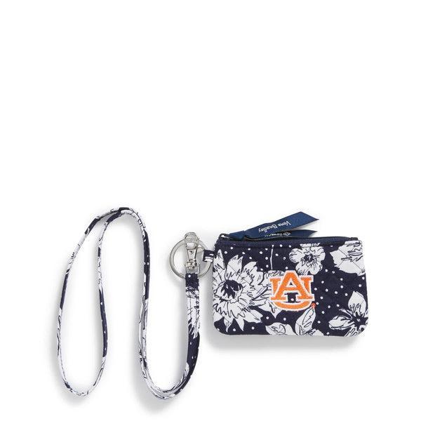 Vera Bradley Collegiate Zip ID Lanyard Women in Navy/White Rain Garden with Auburn University Logo Product Image