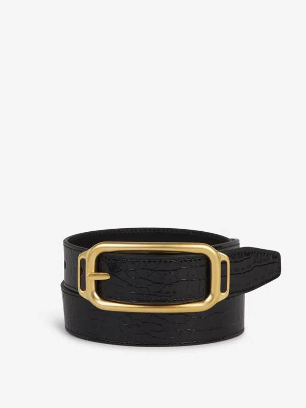 Croco Leather Belt In Black Product Image