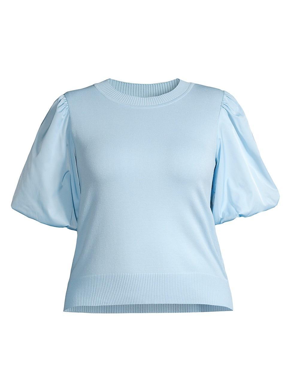 Womens Knit Puff-Sleeve Blouse product image