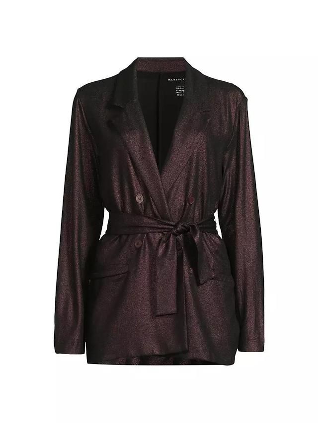 Metallic Soft Tie-Waist Double-Breasted Blazer Product Image