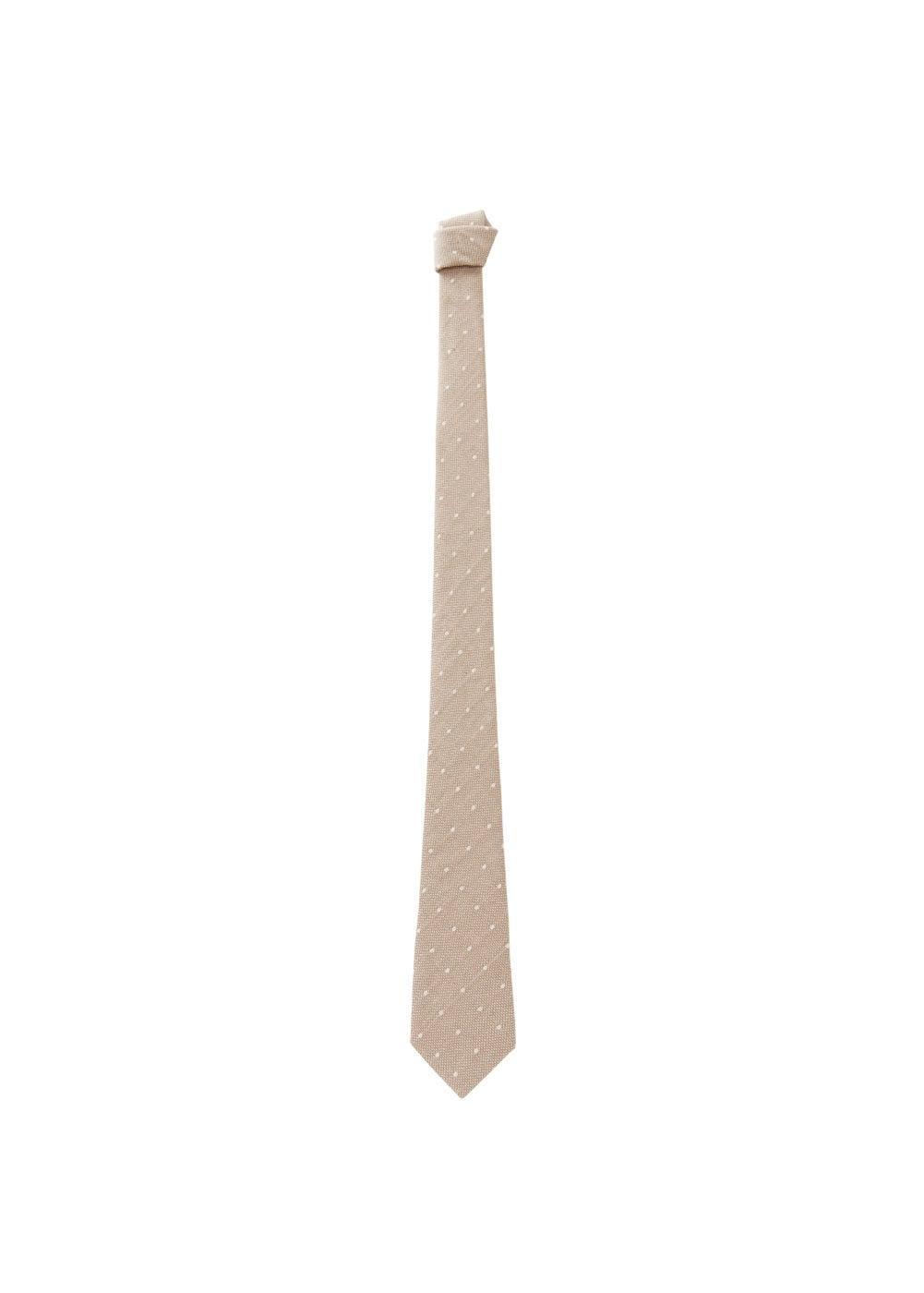 MANGO MAN - Polka dot cotton and linen tie - One size - Men Product Image