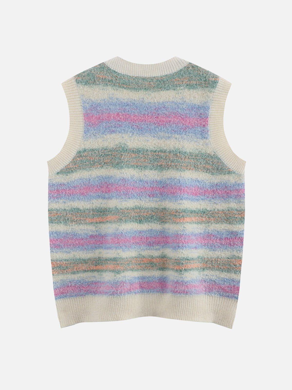 Aelfric Eden Rainbow Striped Oversized Sweater Vest Product Image