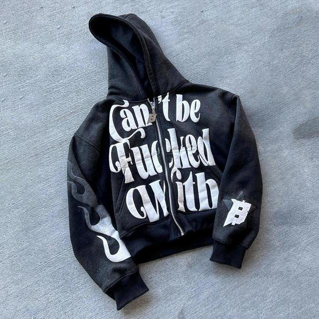 Sopula Vintage Can't Be Fu*ked With Graphic Washed Zip-Up Hoodie Product Image