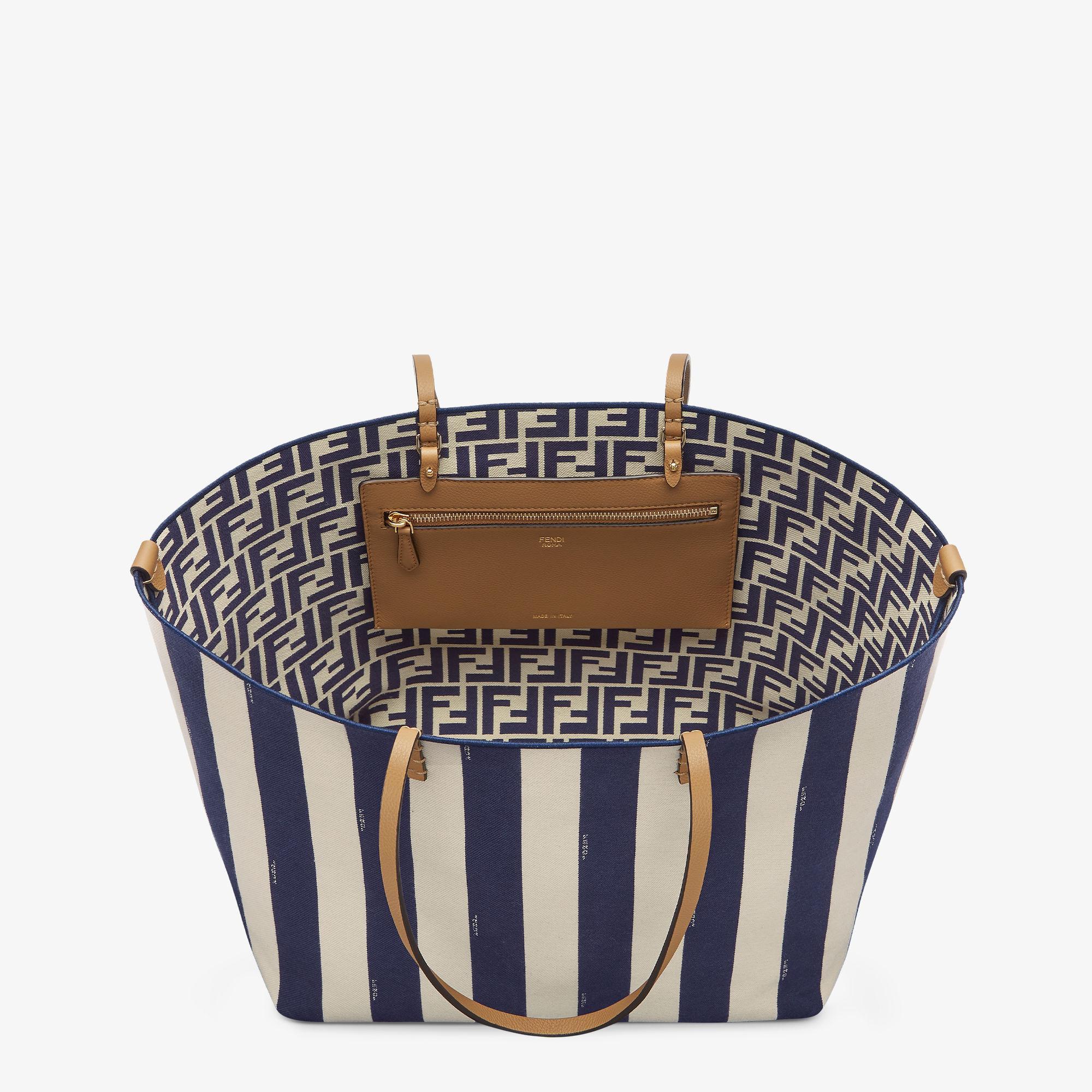 Large RollReversible shopper in Pequin striped and midnight blue FF fabric Product Image