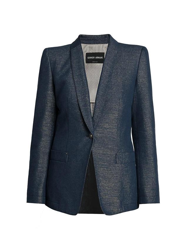 Womens Metallic Denim Blazer Product Image