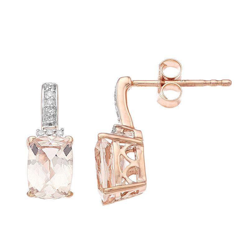 Gemminded 10k Rose Gold Morganite & Diamond Accent Earrings, Womens Product Image