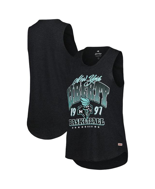 Sportiqe Womens Heather Black New York Liberty Janie Tri-Blend Scoop Neck Tank Top Product Image