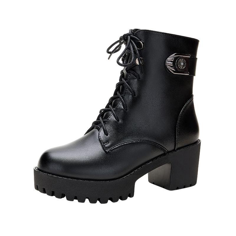 Faux Leather Platform Short Boots Product Image