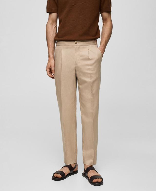 MANGO MAN - Tencel-linen pleated pants beigeMen Product Image