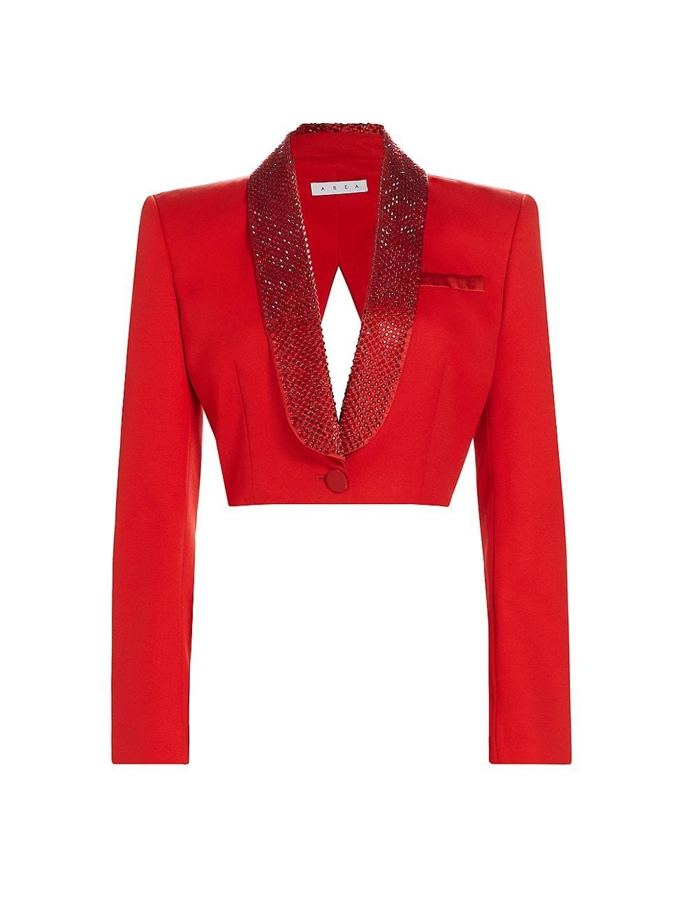 Womens Crystal Embellished Cropped Blazer Product Image