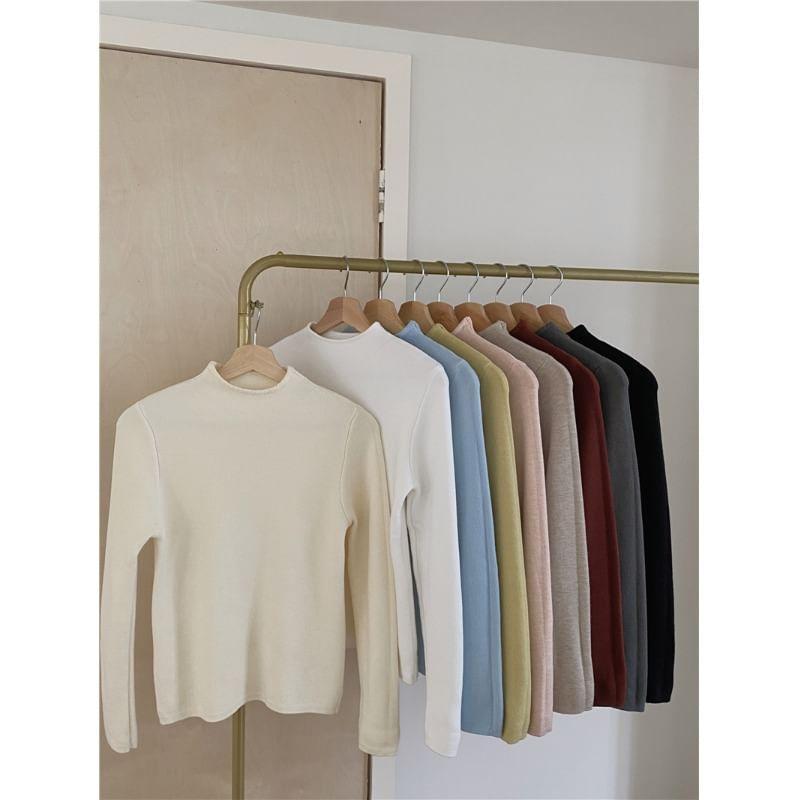 Mock Neck Plain Sweater Product Image