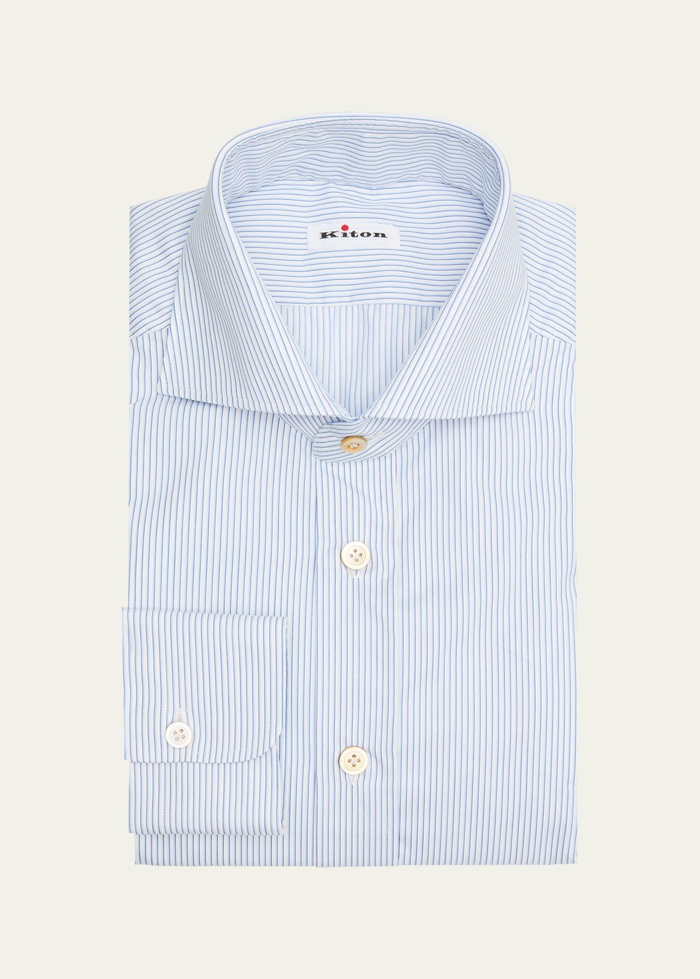 Mens Cotton Pinstripe Dress Shirt Product Image