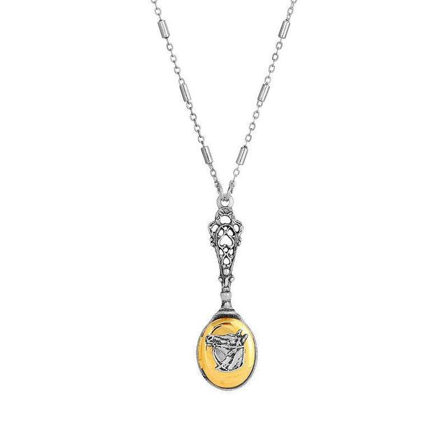 1928 Two Tone Horse Head Locket Necklace, Womens, Multi Product Image