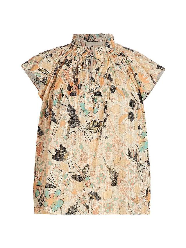 Cleo Split-Neck Ruffled Floral Top Product Image