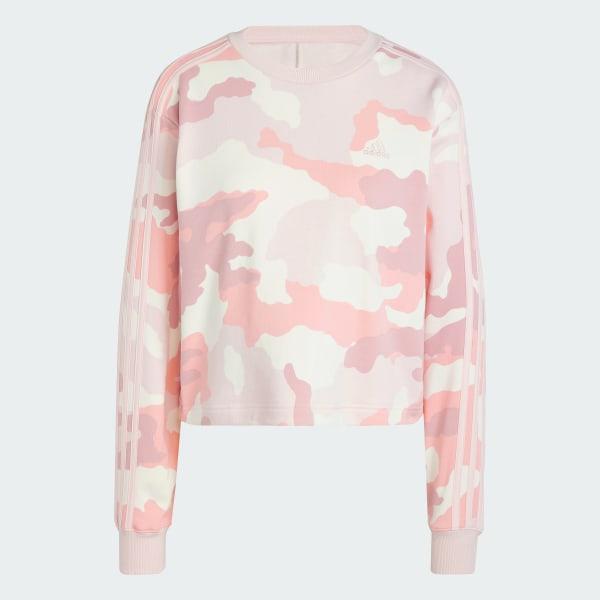 Essentials 3-Stripes Camo-Print Cropped Sweatshirt Product Image