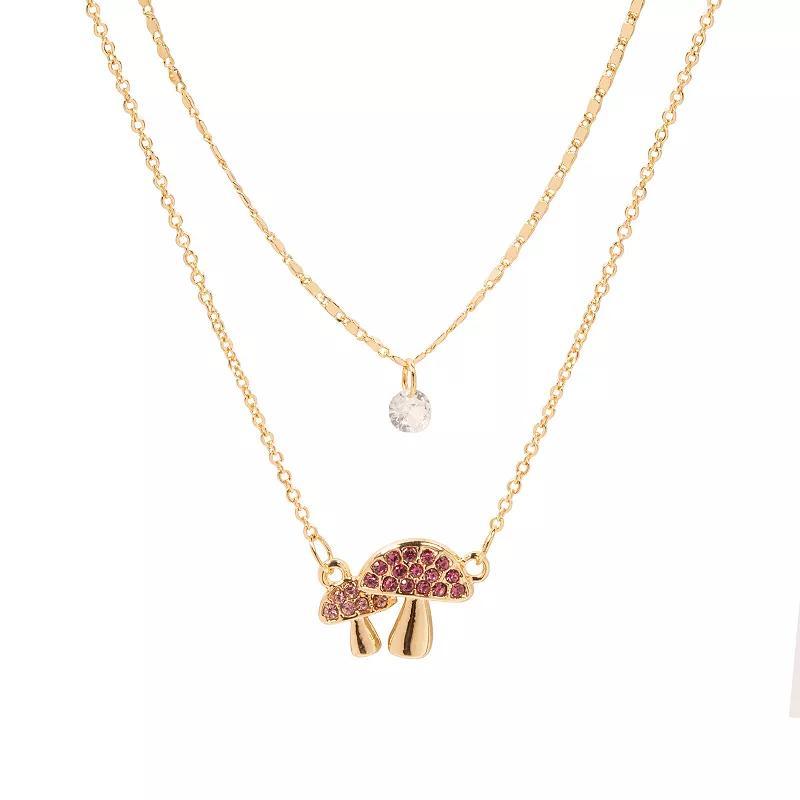 LC Lauren Conrad Mushroom Charm Double Strand Necklace, Womens, Pink Product Image