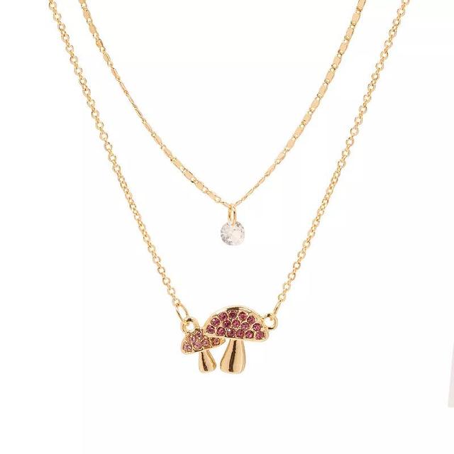 LC Lauren Conrad Mushroom Charm Double Strand Necklace, Womens, Pink Product Image