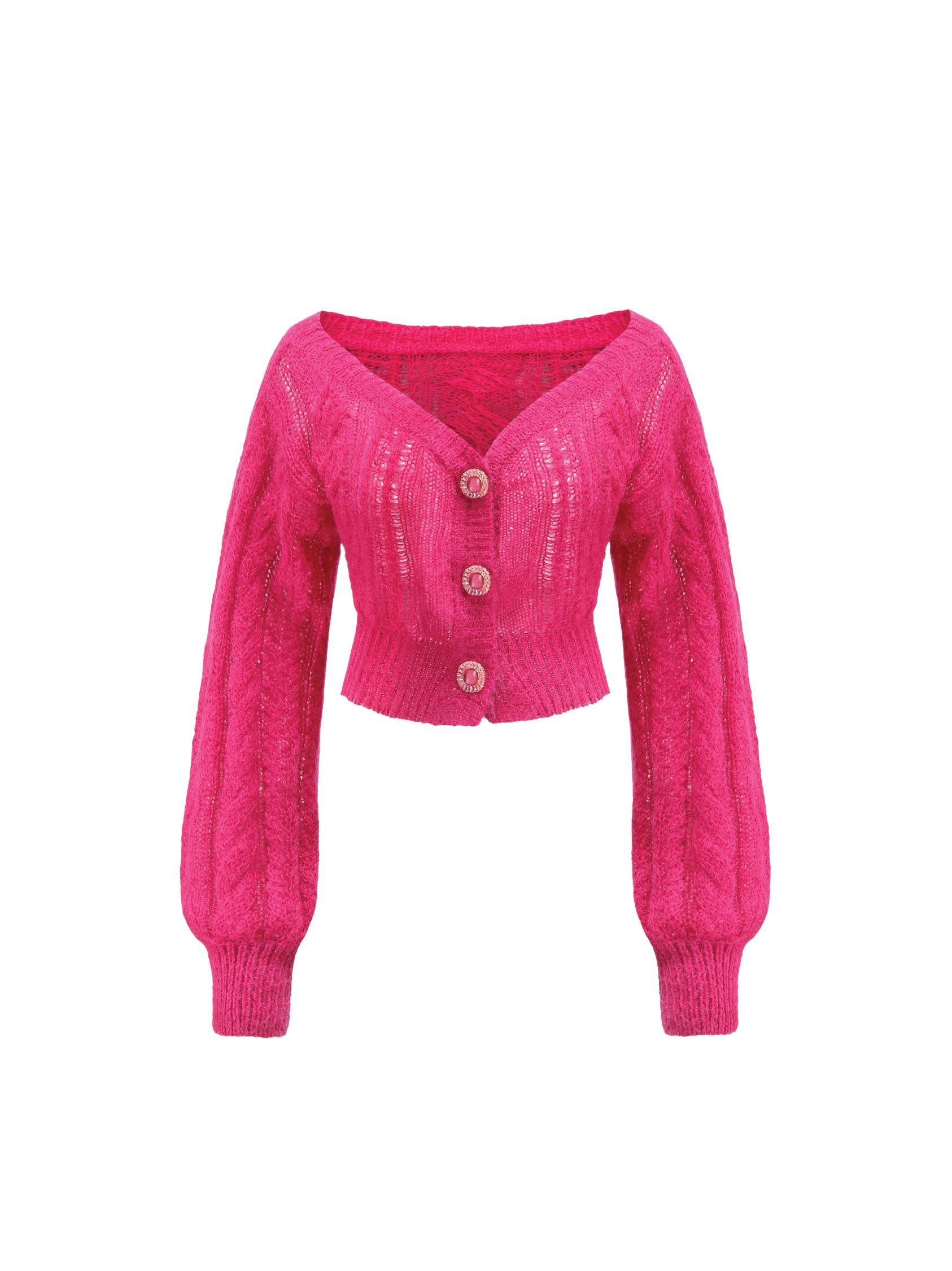 Eva Off Shoulder Cardigan (Pink) Product Image