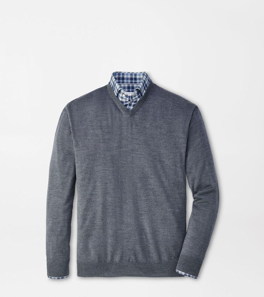 Peter Millar Mens Autumn Crest V-Neck | Color: Charcoal | Size: M Product Image