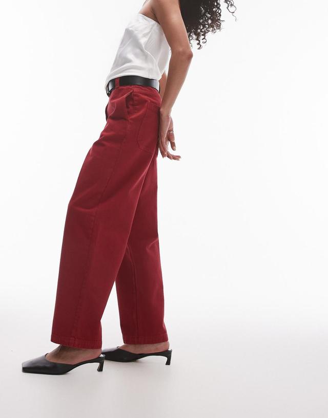 Topshop straight leg pants in red Product Image