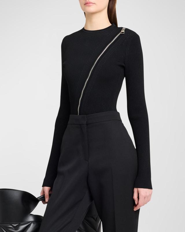 Alexander McQueen Asymmetric Slash Zipper Rib Sweater Product Image