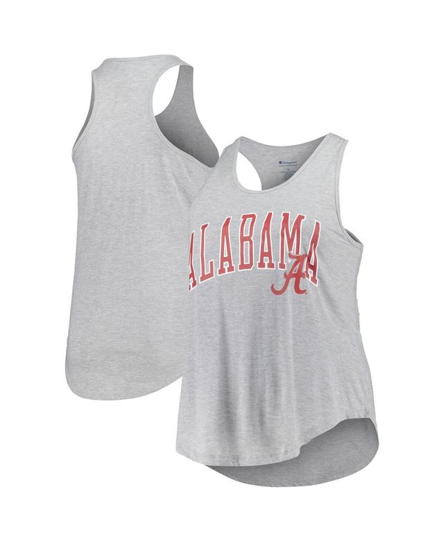 Profile Womens Heather Gray Alabama Crimson Tide Arch Logo Racerback Scoop Neck Tank Top Product Image