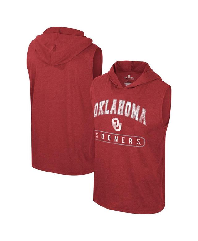 Colosseum Mens Crimson Oklahoma Sooners Varsity Sleeveless Hoodie Tank Top Product Image