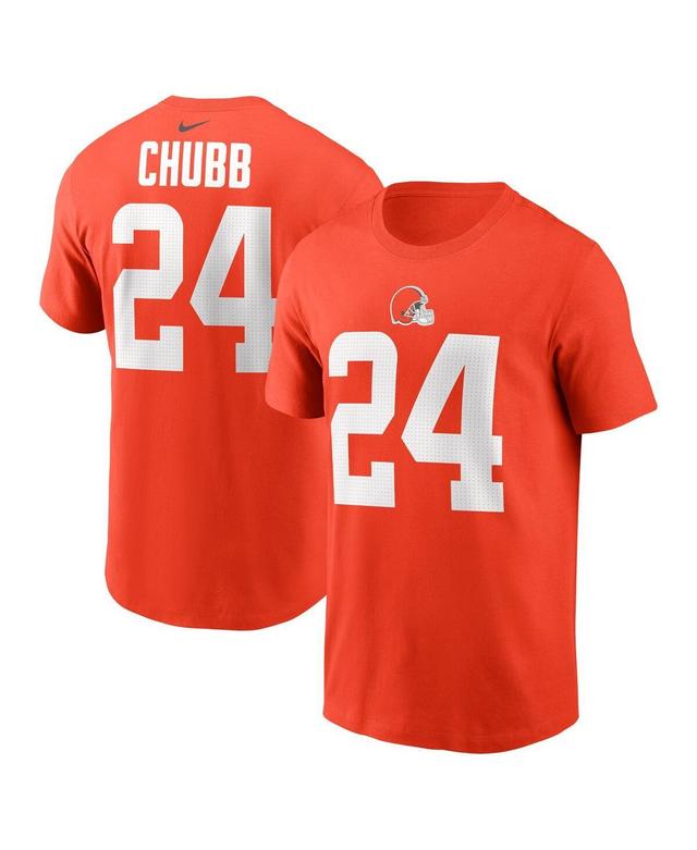 Nike Mens Nick Chubb Orange Cleveland Browns Player Name Number T-Shirt Product Image