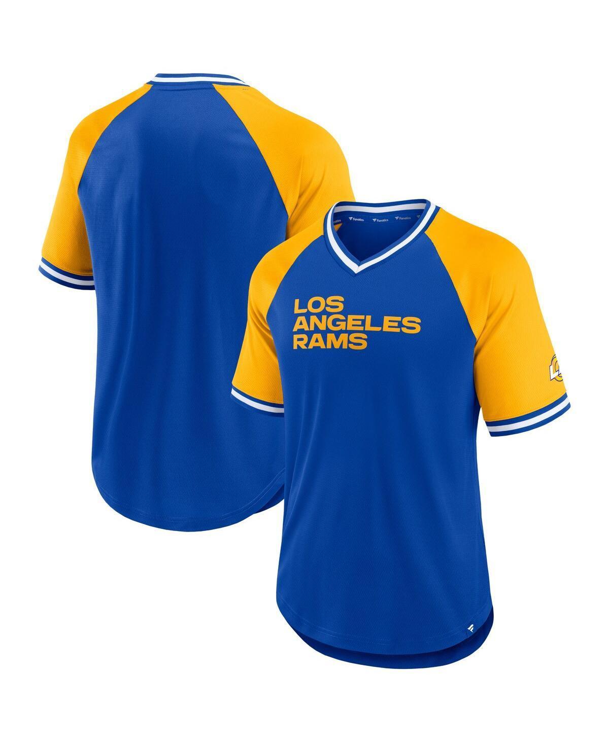 Mens Fanatics Branded Royal Los Angeles Rams Second Wind Raglan V-Neck T-Shirt Blue Product Image