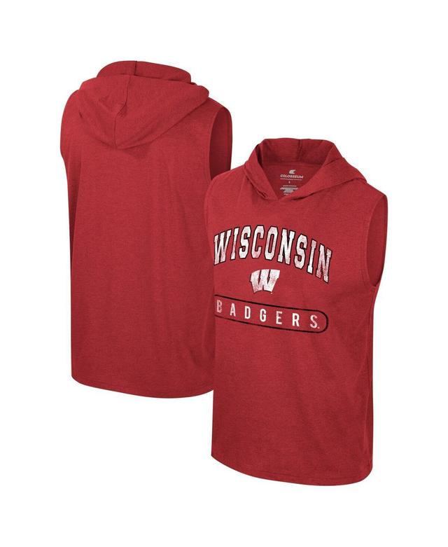 Colosseum Mens Red Wisconsin Badgers Varsity Sleeveless Hoodie Tank Top Product Image