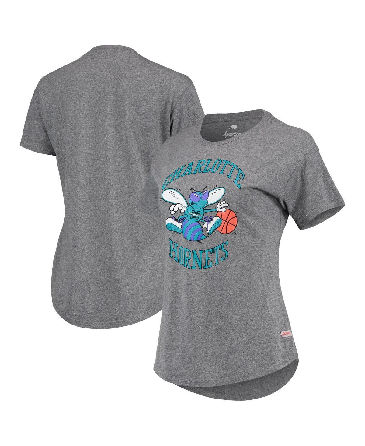 Womens Sportiqe Heathered Gray Charlotte Hornets Tri-Blend Phoebe T-shirt Product Image