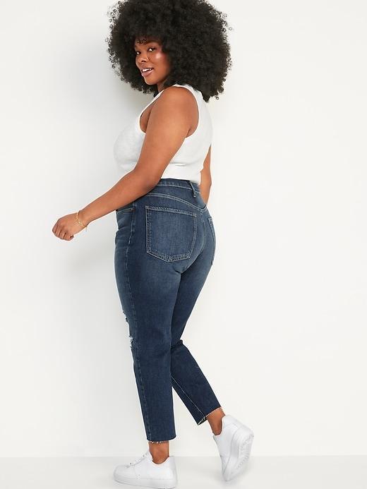 Curvy High-Waisted OG Straight Ripped Cut-Off Jeans Product Image