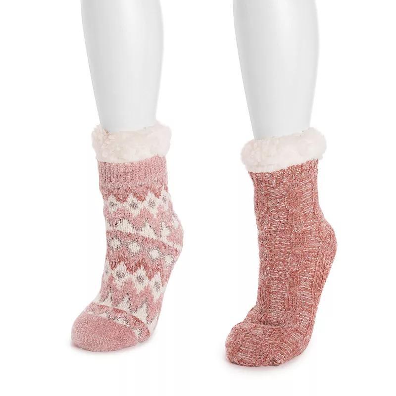 Womens 2-pk. MUK LUKS Ribbed Wool Boot Socks, White Gray Product Image