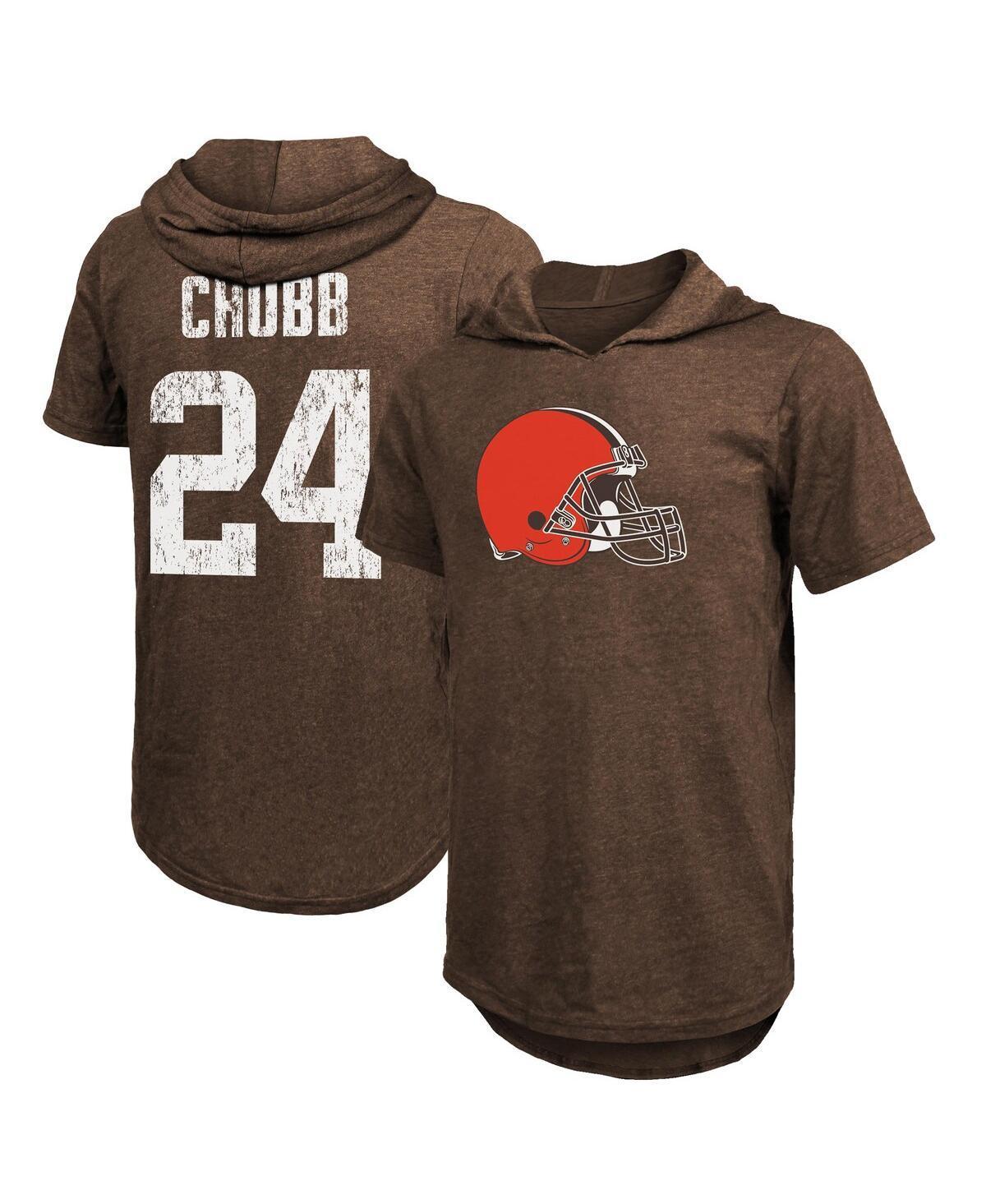 Mens Nick Chubb Brown Cleveland Browns Player Name Number Tri-Blend Hoodie T-shirt Product Image